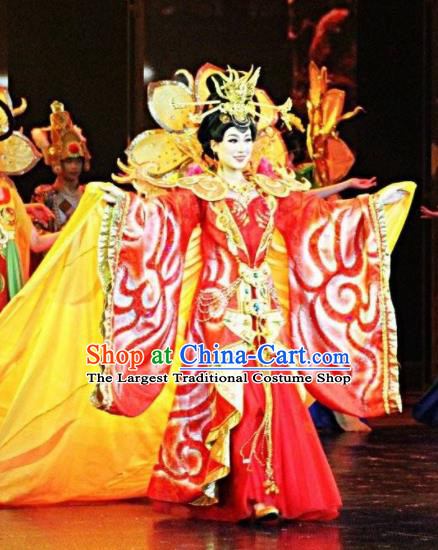 Chinese The Romantic Show of Jiuzhai Court Concubine Dance Dress Stage Performance Costume and Headpiece for Women