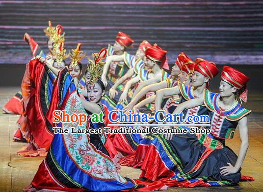 Chinese The Romantic Show of Mingyue Stage Show Yi Nationality Dance Costumes for Women for Men