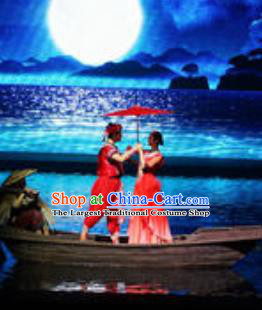 Chinese The Romantic Show of Guilin Zhuang Ethnic Stage Show Nationality Bride and Bridegroom Dance Costumes for Women for Men