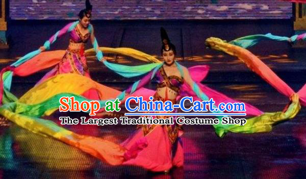 Chinese The Romantic Show of Tanhe Classical Dance Purple Dress Stage Performance Colorful Ribbon Costume for Women