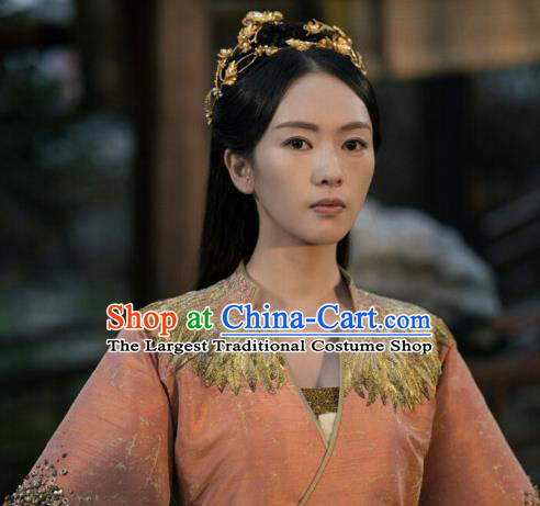 Drama Ever Night Ancient Chinese Royal Infanta Li Yu Orange Dress Traditional Tang Dynasty Court Princess Costumes for Women