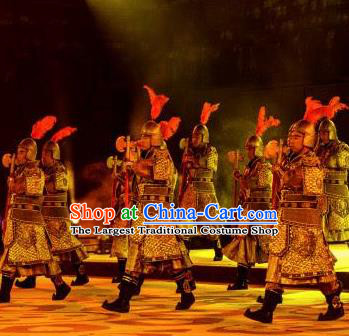 Chinese Chang An Impression Ancient Tang Dynasty General Armor Stage Performance Dance Costume for Men