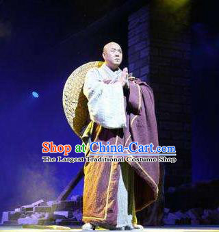 Chinese Dharma Legends in Famen Temple Ancient Tang Dynasty Buddhist Monk Cassock Stage Performance Costume for Men