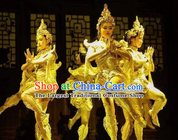 Chinese Dharma Legends in Famen Temple Ancient Classical Dance Dress Stage Performance Costume and Headpiece for Women