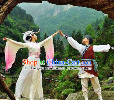 Chinese The Love Story Of A Woodman And A Fairy Fox Stage Performance Dance Costumes for Women for Men
