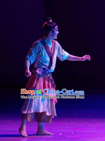 Chinese River Theatre The Peach Colony Civilian Farmer Stage Performance Dance Costume for Men
