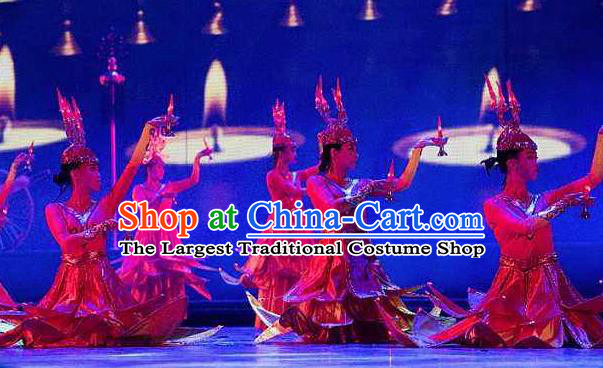 Chinese Impression of Going East To Native Land Mongol Nationality Dance Dress Stage Performance Costume for Women