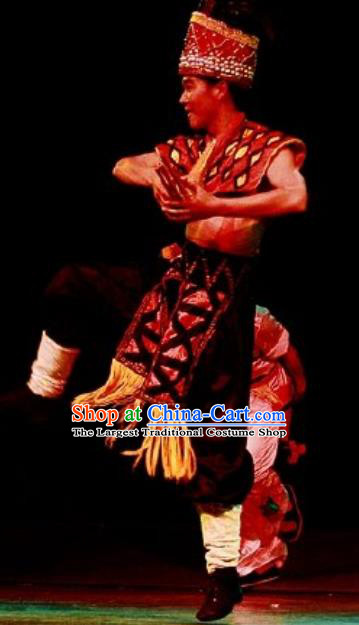 Chinese Impression of Lijiang Naxi Nationality Ethnic Bridegroom Dance Stage Performance Costume for Men