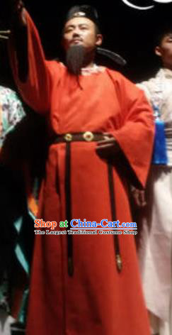 Chinese Encore Dunhuang Tang Dynasty Minister Red Clothing Stage Performance Dance Costume for Men