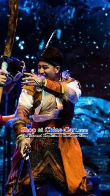 Chinese The Myth Of Snow Mountain Zang Nationality Male Dongba Dance Clothing Stage Performance Costume for Men