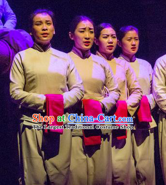 Chinese Encore Pingyao Folk Dance Civilian Dress Stage Performance Costume for Women