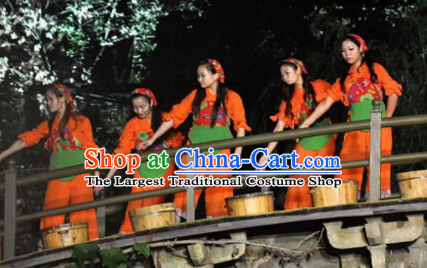 Chinese Shaolin Zen Music Ritual Folk Dance Fan Dance Red Dress Stage Performance Costume for Women