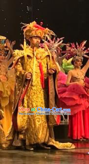 Chinese Picturesque Huizhou Opera Ancient God Emperor Clothing Stage Performance Dance Costume for Men