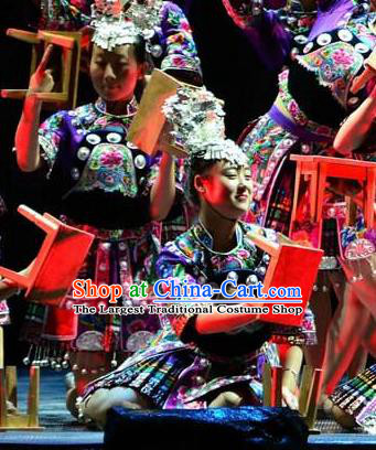 Chinese Phoenix Timeless Love Tujia Nationality Dance Dress Stage Performance Costume and Headpiece for Women