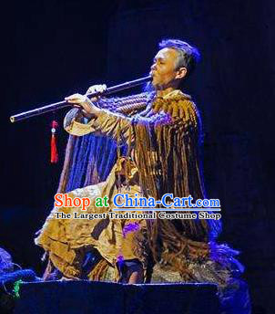 Chinese Border Town Miao Nationality Boatman Clothing Stage Performance Dance Costume for Men
