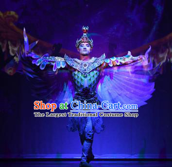 Chinese The Ancient Dunhuang Music Theatre General Feather Clothing Stage Performance Dance Costume for Men
