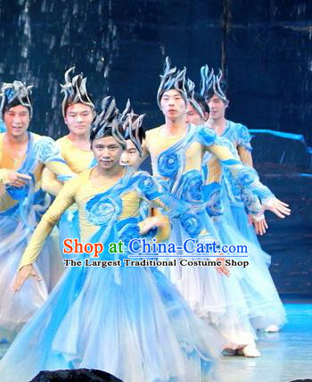 Chinese Wind Of Colorful Guizhou Dance Blue Clothing Stage Performance Dance Costume for Men