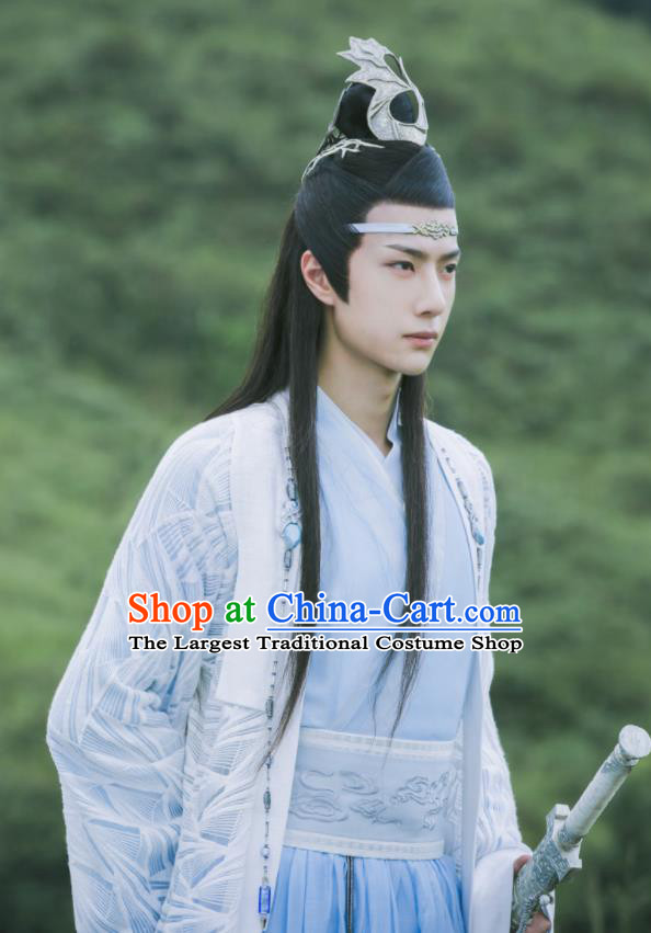 Chinese Drama The Untamed Ancient Swordsman Lan Zhan Blue Clothing Nobility Childe Wang Yibo Costumes for Men