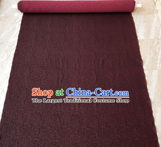 Traditional Chinese Classical Peony Pattern Wine Red Gambiered Guangdong Gauze Silk Fabric Ancient Hanfu Dress Silk Cloth