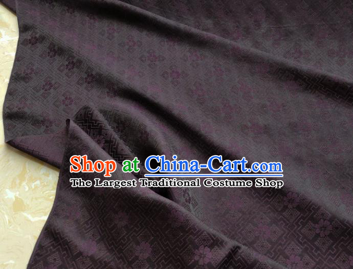 Traditional Chinese Classical Pattern Deep Purple Gambiered Guangdong Gauze Silk Fabric Ancient Hanfu Dress Silk Cloth
