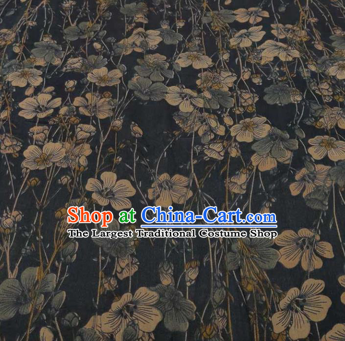 Traditional Chinese Classical Pattern Navy Gambiered Guangdong Gauze Silk Fabric Ancient Hanfu Dress Silk Cloth