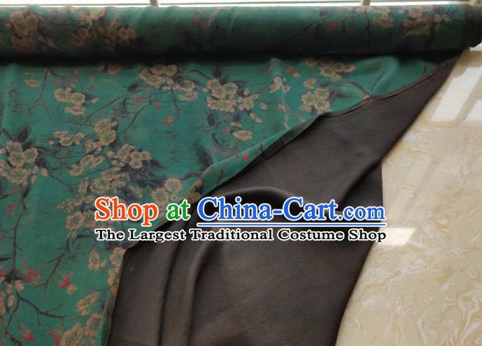 Traditional Chinese Classical Pear Flowers Pattern Green Gambiered Guangdong Gauze Silk Fabric Ancient Hanfu Dress Silk Cloth