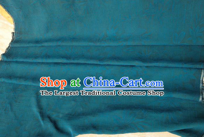 Traditional Chinese Classical Pattern Peacock Blue Gambiered Guangdong Gauze Silk Fabric Ancient Hanfu Dress Silk Cloth
