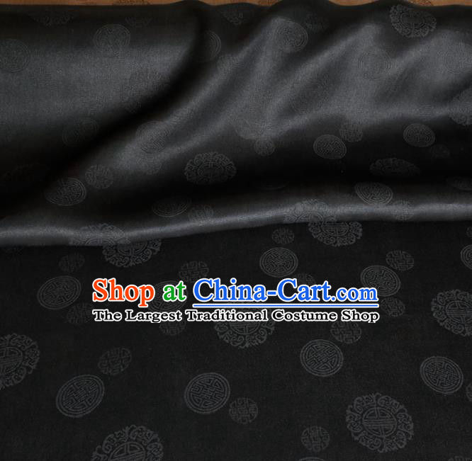 Traditional Chinese Classical Pattern Black Gambiered Guangdong Gauze Silk Fabric Ancient Hanfu Dress Silk Cloth