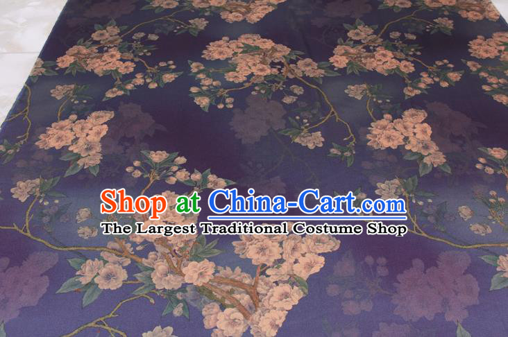 Traditional Chinese Classical Pear Flowers Pattern Purple Gambiered Guangdong Gauze Silk Fabric Ancient Hanfu Dress Silk Cloth