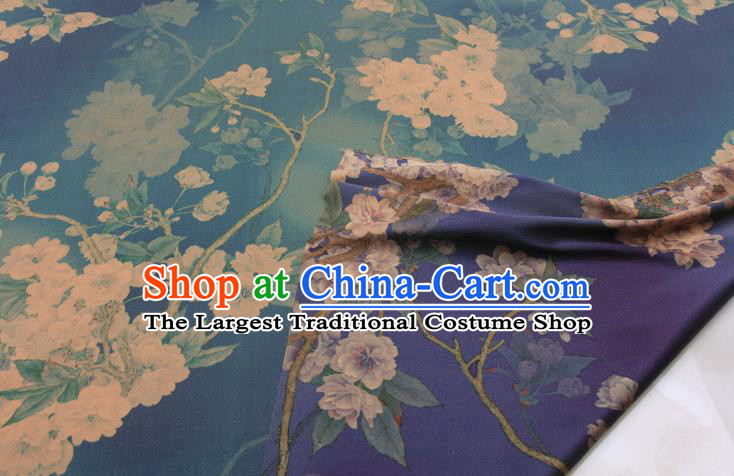 Traditional Chinese Classical Pear Flowers Pattern Purple Gambiered Guangdong Gauze Silk Fabric Ancient Hanfu Dress Silk Cloth