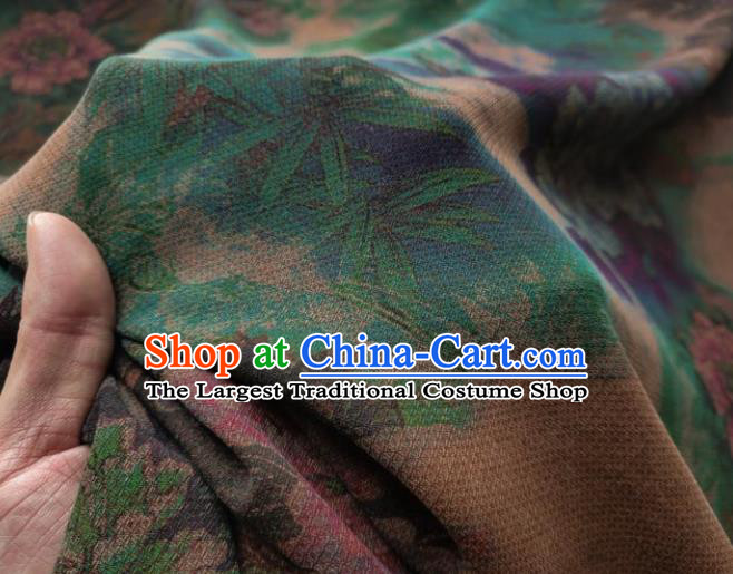 Traditional Chinese Classical Peony Pattern Gambiered Guangdong Gauze Silk Fabric Ancient Hanfu Dress Silk Cloth