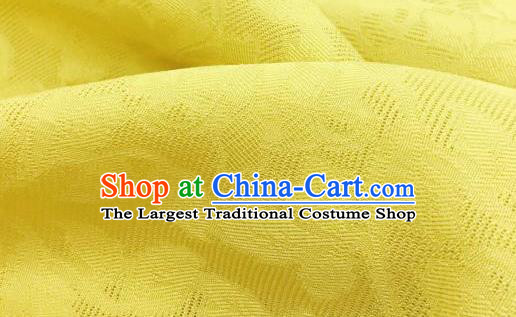 Traditional Chinese Classical Plum Blossom Pattern Yellow Silk Fabric Ancient Hanfu Dress Brocade Cloth