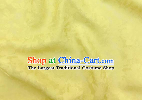 Traditional Chinese Classical Plum Blossom Pattern Yellow Silk Fabric Ancient Hanfu Dress Brocade Cloth