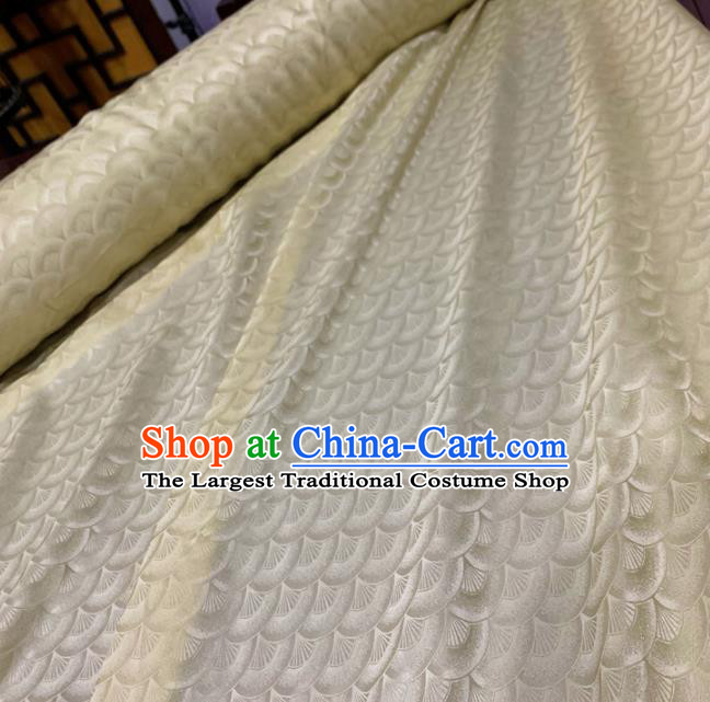 Chinese Classical Scales Pattern Beige Silk Fabric Traditional Ancient Hanfu Dress Brocade Cloth