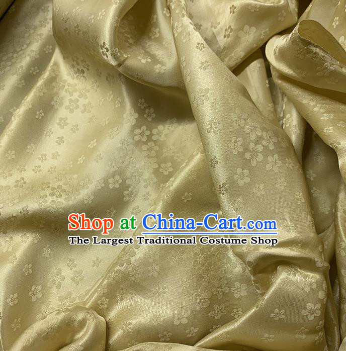 Chinese Classical Plum Pattern Light Golden Silk Fabric Traditional Ancient Hanfu Dress Brocade Cloth