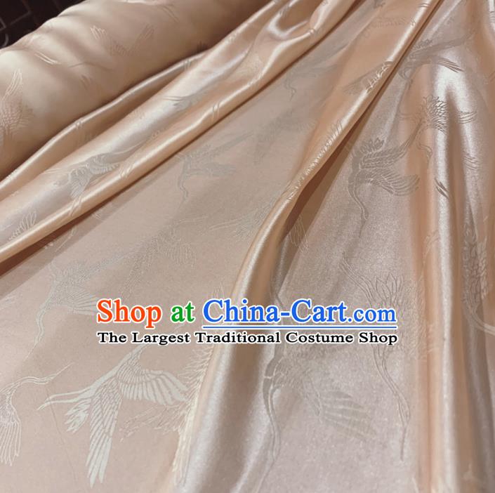 Chinese Classical Cranes Pattern Light Pink Silk Fabric Traditional Ancient Hanfu Dress Brocade Cloth