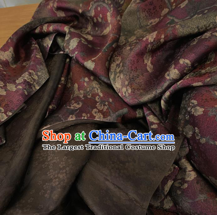 Chinese Classical Plum Pattern Purple Silk Fabric Traditional Ancient Hanfu Dress Brocade Cloth