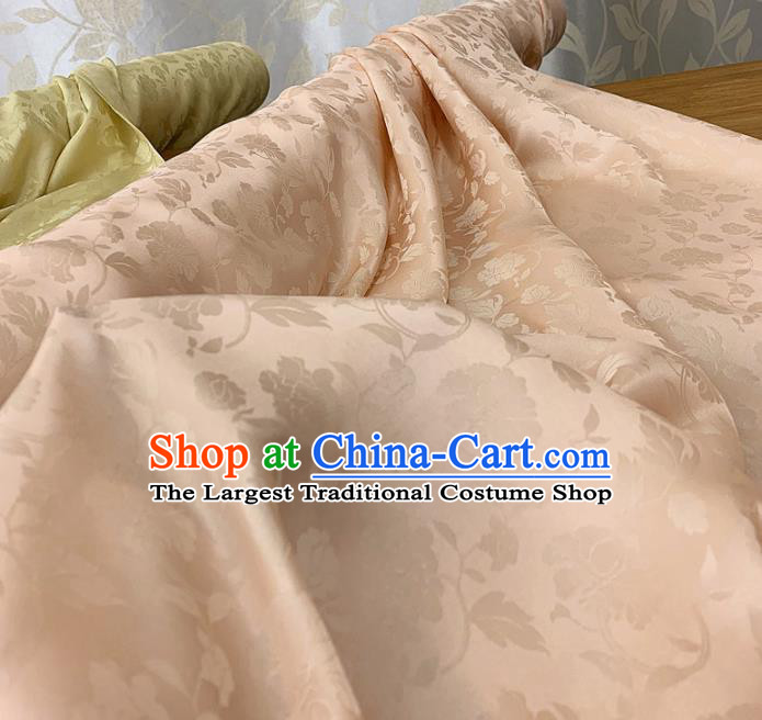 Chinese Classical Peony Pattern Light Pink Silk Fabric Traditional Ancient Hanfu Dress Brocade Cloth