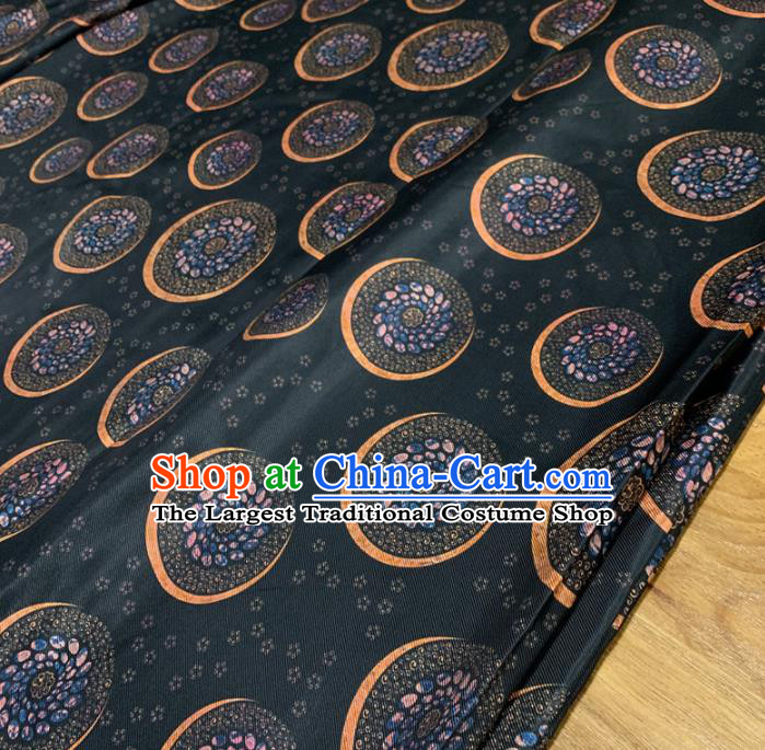 Chinese Classical Pattern Navy Silk Fabric Traditional Ancient Hanfu Dress Brocade Cloth