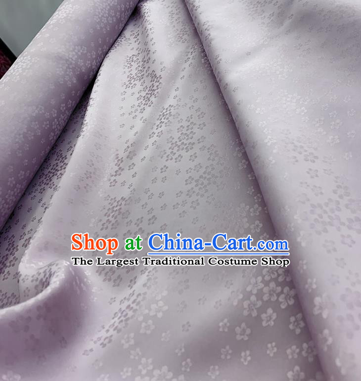 Chinese Classical Plum Pattern Lilac Silk Fabric Traditional Ancient Hanfu Dress Brocade Cloth