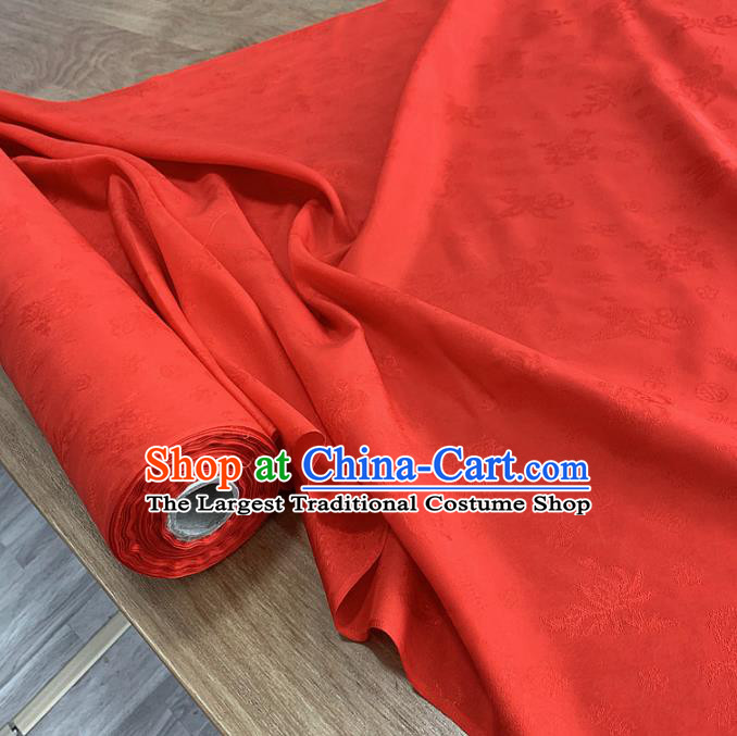 Chinese Classical Chrysanthemum Pattern Red Silk Fabric Traditional Ancient Hanfu Dress Brocade Cloth