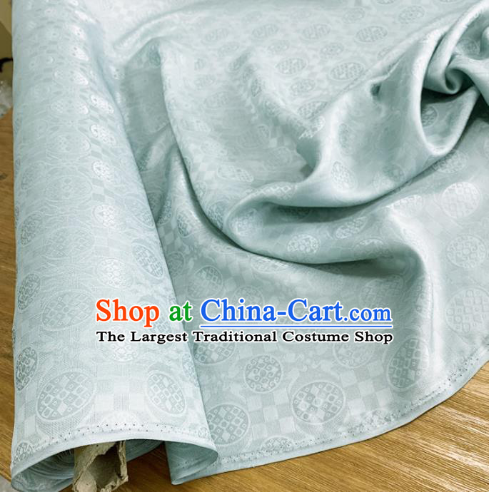 Chinese Classical Round Pattern Light Blue Silk Fabric Traditional Ancient Hanfu Dress Brocade Cloth