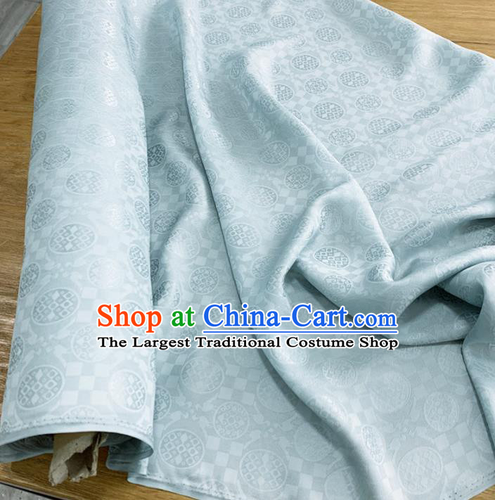 Chinese Classical Round Pattern Light Blue Silk Fabric Traditional Ancient Hanfu Dress Brocade Cloth