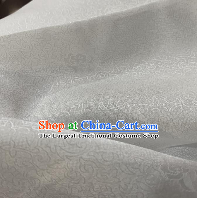 Chinese Classical Pattern White Silk Fabric Traditional Ancient Hanfu Dress Brocade Cloth