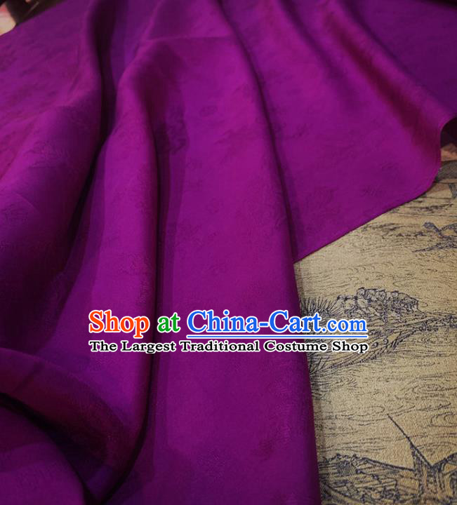 Chinese Classical Pattern Purple Silk Fabric Traditional Ancient Hanfu Dress Brocade Cloth