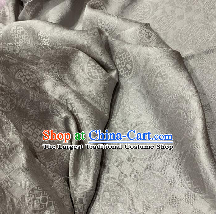 Chinese Classical Pattern Light Grey Silk Fabric Traditional Ancient Hanfu Dress Brocade Cloth