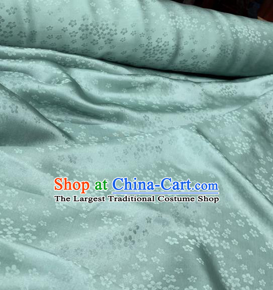 Chinese Classical Plum Pattern Light Green Silk Fabric Traditional Ancient Hanfu Dress Brocade Cloth