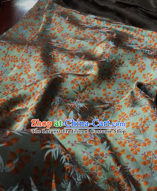 Chinese Classical Bamboo Leaf Pattern Light Green Silk Fabric Traditional Ancient Hanfu Dress Brocade Cloth