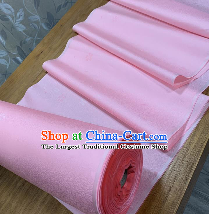 Chinese Classical Sakura Pattern Pink Silk Fabric Traditional Ancient Hanfu Dress Brocade Cloth