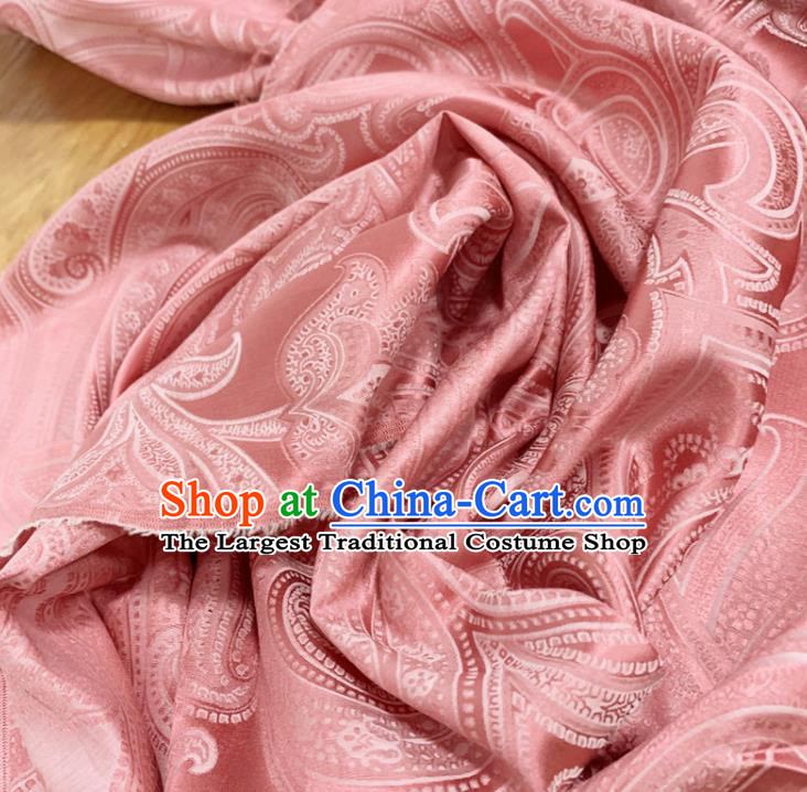 Chinese Classical Paisley Pattern Pink Silk Fabric Traditional Ancient Hanfu Dress Brocade Cloth